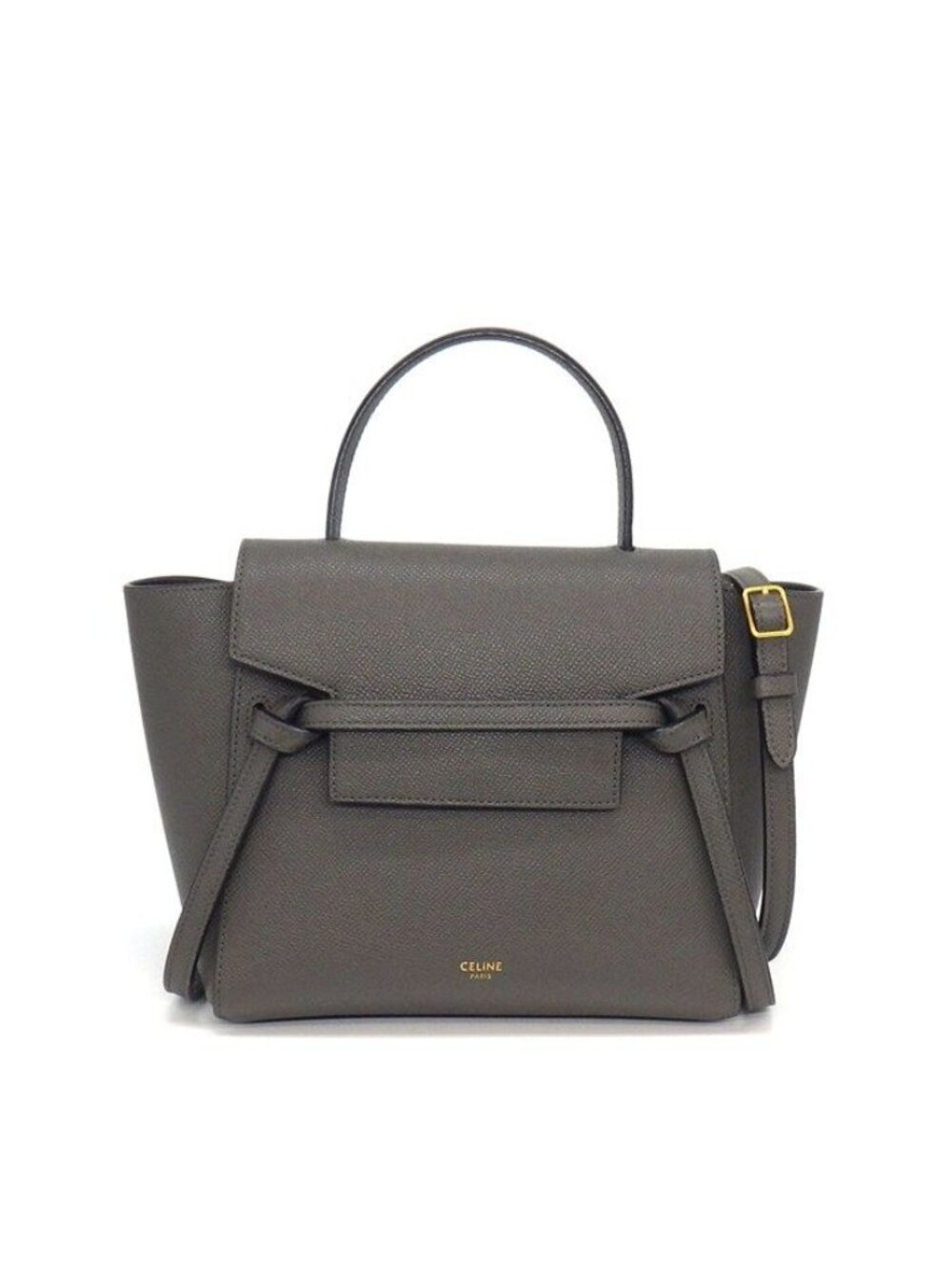 Celine Shoulder Bag Nano Gray Calfskin Gold